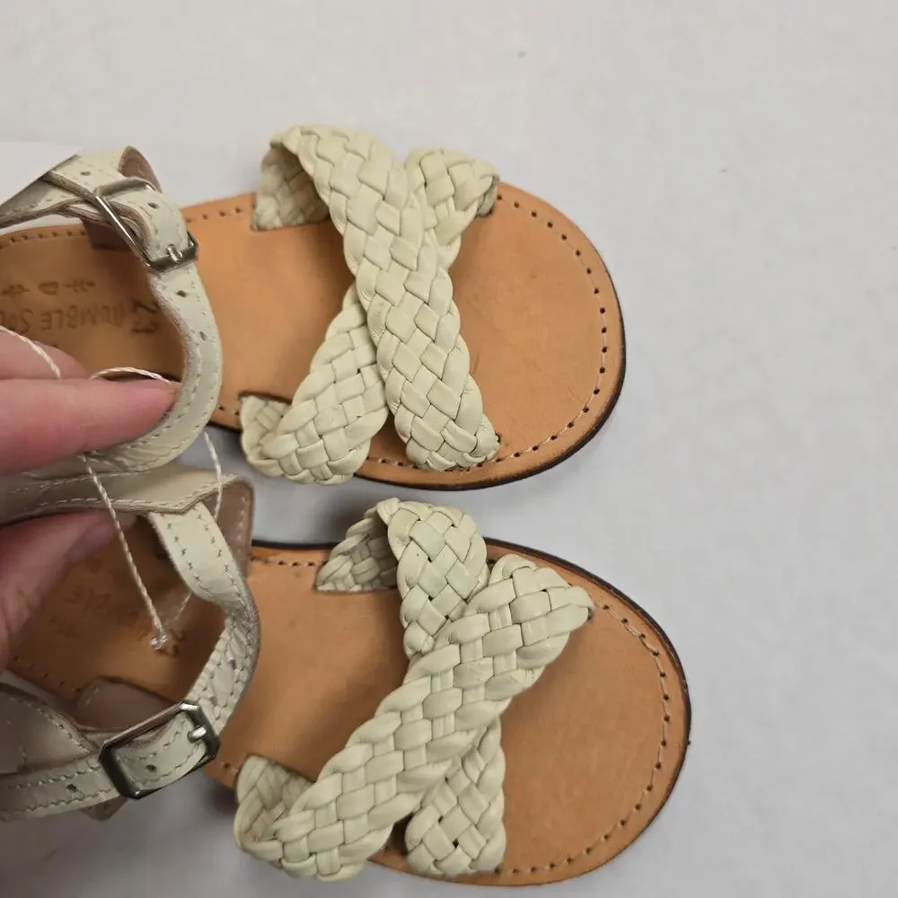 The Humble Soles Zara Sandals Size 23/7 Cream Leather Summer Beach